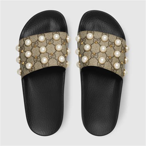 gucci pearl slides used|Gucci slides outlet.